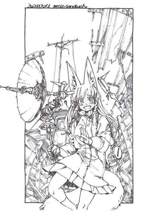 【作業中】船倉からのSOS。
#線画 #色紙 #狐娘 