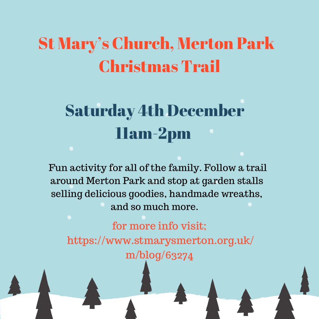 Christmas Trail TODAY @StMarysMerton don’t miss it! Follow the link to view the trail stmarysmerton.org.uk/m/blog/63274 #mertonpark