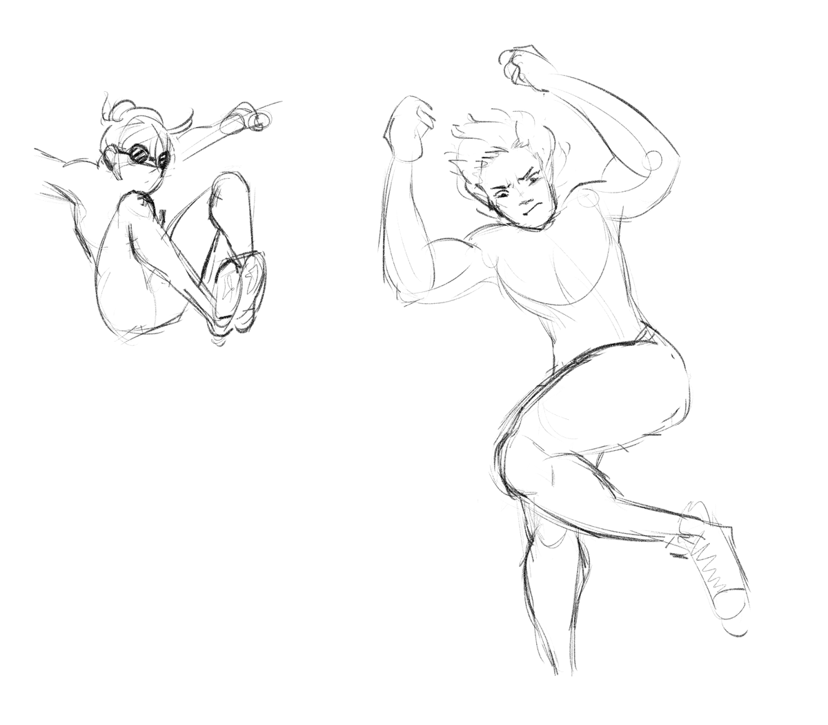 gaunt n bruiser sketches :) the problem with having superhero ocs is that you should probably draw them in action poses. but action poses are hard to draw 