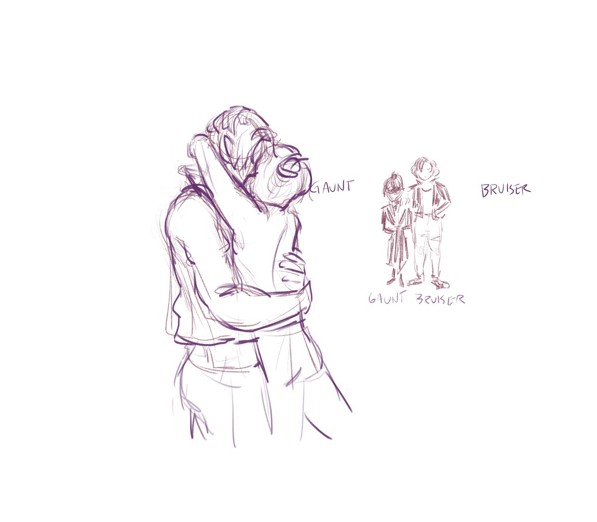 gaunt n bruiser sketches :) the problem with having superhero ocs is that you should probably draw them in action poses. but action poses are hard to draw 
