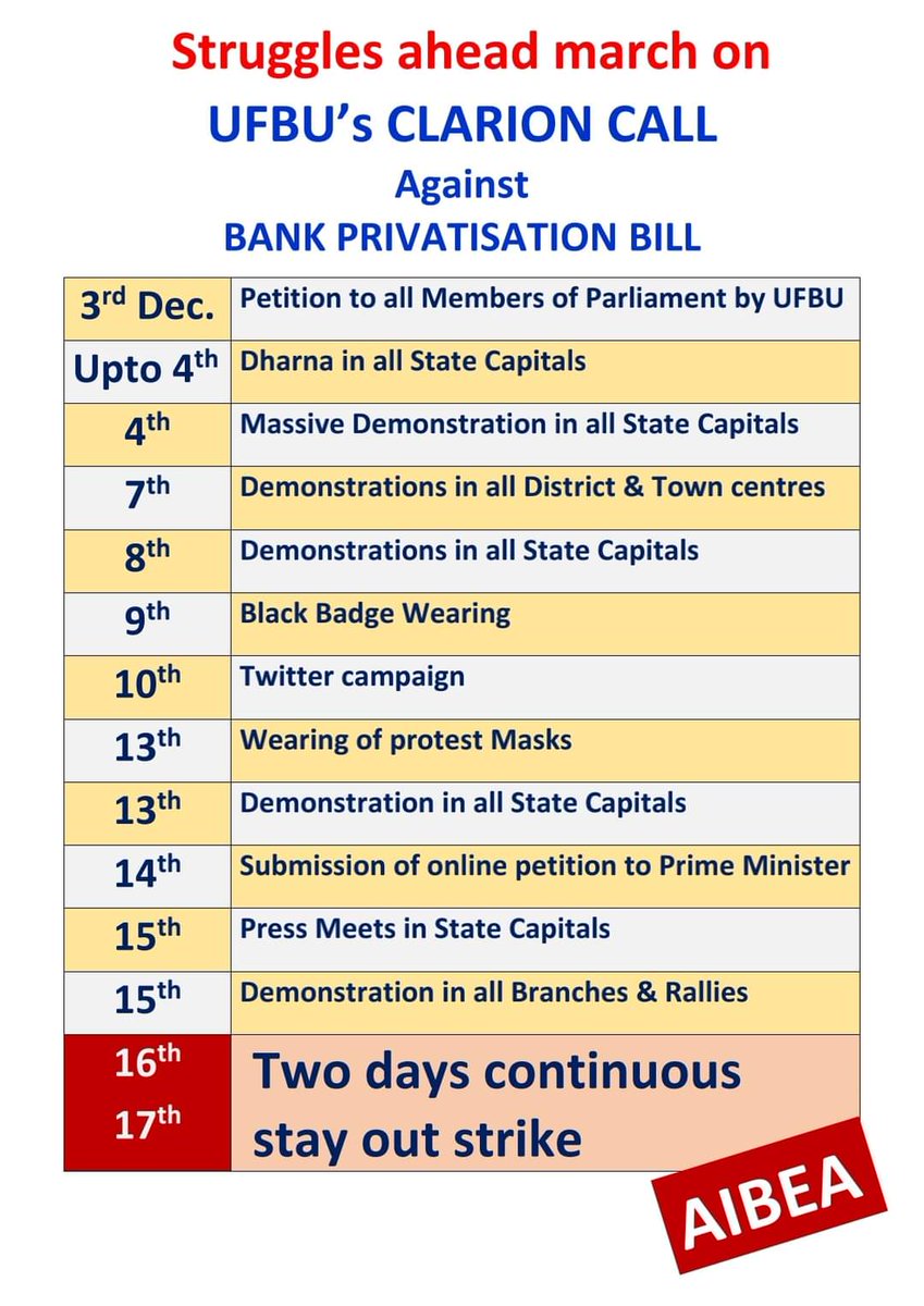 Dipankar_cpiml's tweet photo. #WithdrawBankPrivatisationBill
Appeal to all to stand with bank employees in the battle against bank privatisation. If farmers could force the Modi government to repeal the pro-corporate farm laws, united struggle of bank employees can also stop privatisation with your support. https://t.co/G8JhlBr1Jq