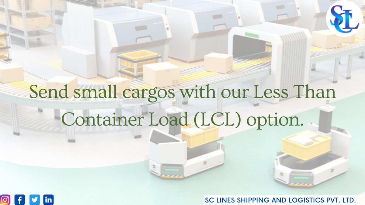 When you ship LCL, you pay only for the volume you need – not a flat rate as with FCL. 
To know more, do visit: sclines.co.in/index-2.html 
#sclineshippingandlogisticspvtltd #freightforwarding #transportation #customclearance #safeandreliable #costeffective #smartshipping #LCLcargo