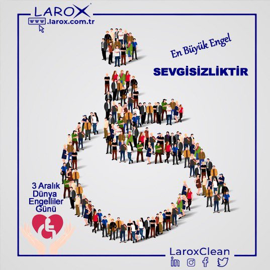 LaroxClean's tweet photo. Sevgi, dayanışma ve empati ile engelsiz bir yaşamı hep birlikte inşa edeceğiz. Engelliler Günü Kutlu Olsun...

#engellilerhaftası #3aralıkdünyaengellilergünü #3aralıkdünyaengellilerfarkındalıkgünü #engellilergünü #laroxclean https://t.co/DhJB6CcF6y