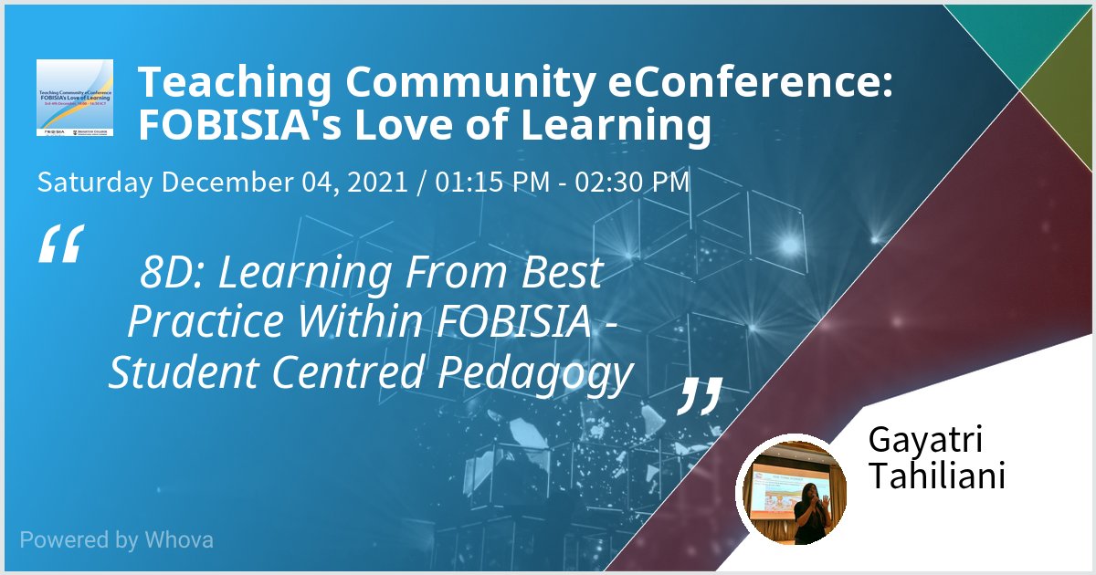 I am speaking at Teaching Community eConference: FOBISIA's Love of Learning. We are speaking on our Action Research on Effective Questioning! Check out my talk if you're attending the event! Can't wait to start! @FOBISIA1 #TBSDelhi 
#actionresearch #loveforlearning