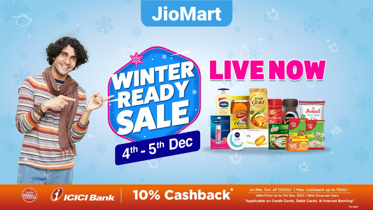 prabossv's tweet photo. Jiomart winter sale is live from 4th -5th.. Don't miss exciting offers and extra offers through debit cards..
#JioMartWinterReadySale https://t.co/OVJcp1hl7o
