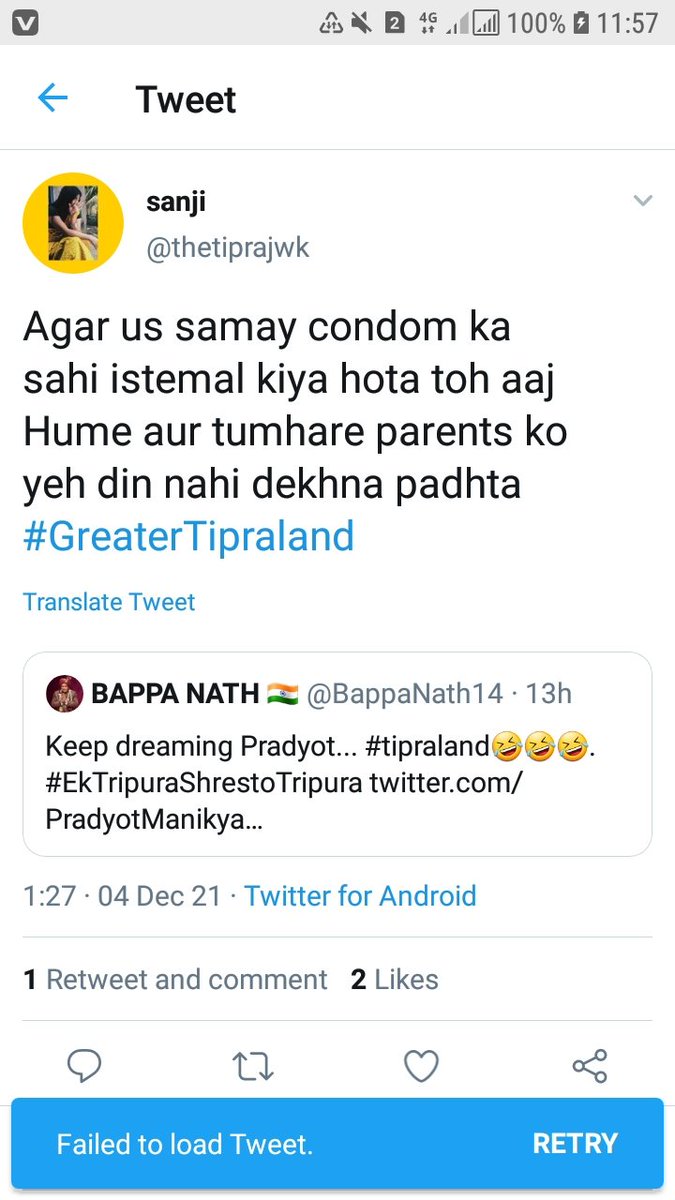 BappaNath14's tweet photo. Indigenous ladkiya iss tara ki language mein baatein karti hai kya @PradyotManikya ji. Yeh kaisa upbringing hai.. Mark my words #tipraland will never be created. Keep wasting your money &amp; time.
#EkTripuraShrestoTripura ❤🇮🇳 https://t.co/FD4UooTMV3