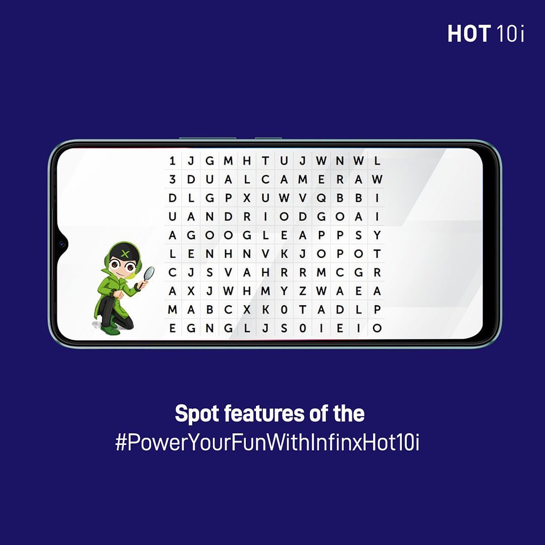 InfinixMobileZM's tweet photo. How many words can you spot in 15seconds?⏰

Let's see how many have 20/20 vision after a friday night.

Post the words you find below!
#InfinixZambia #HOT10i #PowerYourFun https://t.co/wurS7b7CYr