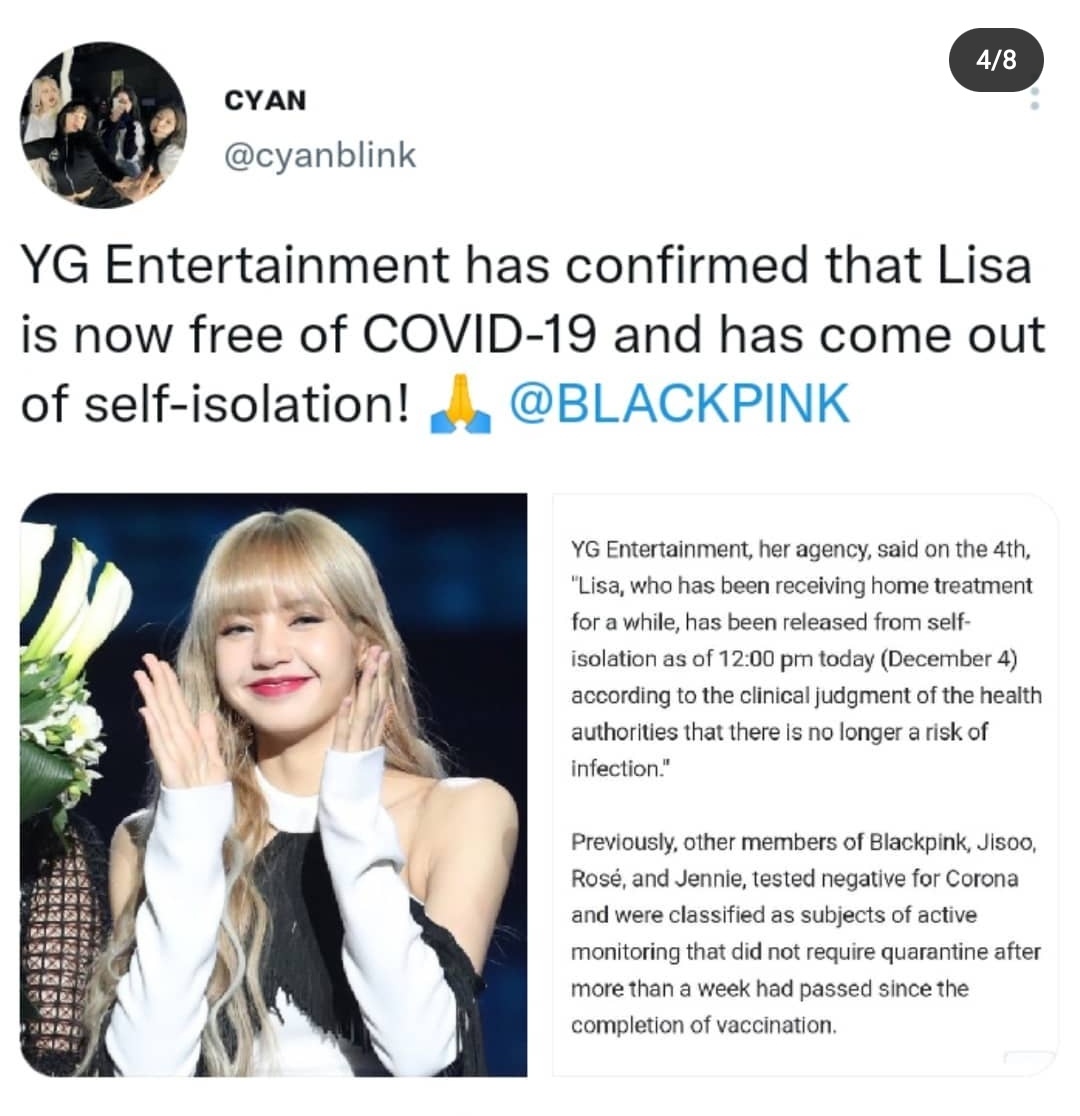 jenlili_m's tweet photo. LISA IS COVID FREE!!! I REPEAT LISA IS COVID FREE!
#LISAXCELINE #LISA1stCollection #lisablackpink #LISARUNWAYDEBUT #lisacovid #lisa #blackpink
©©© https://t.co/tZ4X4dhsF2