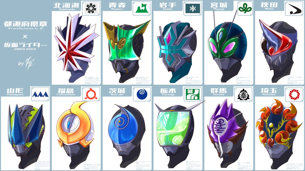 47都道府県の県章をモチーフにした？仮面ライダーたち！