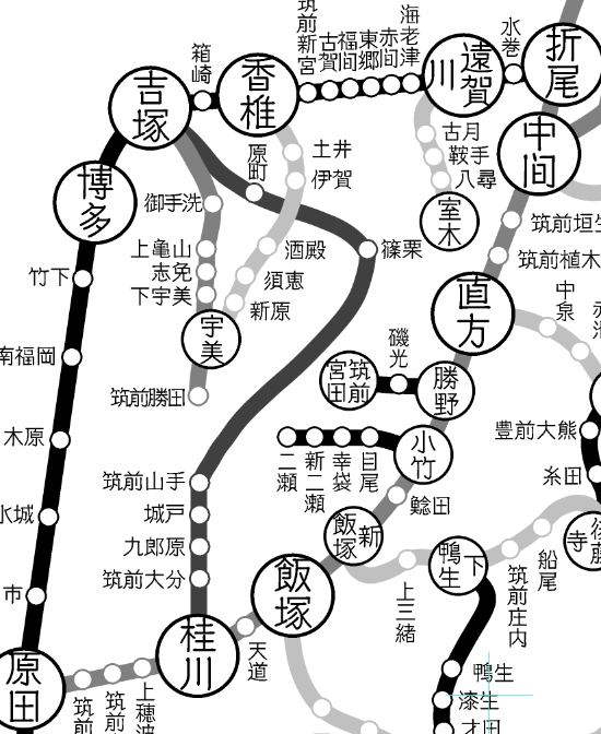 全通が一番遅い篠栗線がぐにゃぐにゃになりがち 