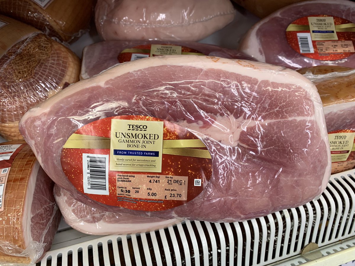 charliedewhirst's tweet photo. Local @Tesco shelves packed full of Christmas gammon and ham - all imported. No support for desperate British farmers. #EveryLittleHelps #biteintobritish https://t.co/UaI5uIYcNN