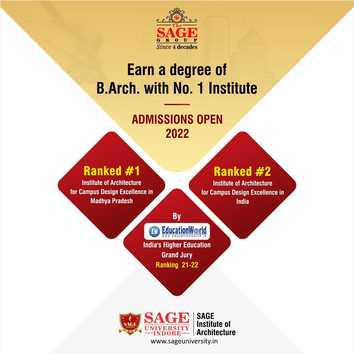 SAGE_INDORE's tweet photo. SAGE Institute of Architecture is adjudged the top ranking institute for pursuing a B.Arch. degree..

Visit: https://t.co/lpVWWA2usL
___

#SAGE #SAGEUniversity #SAGEIndore #SUI #TheSAGE #SAGEGroup #SEE #AdmissionsOpen https://t.co/MNsxGKNuNJ