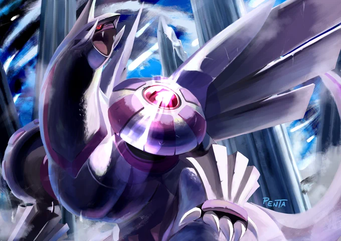 パルキア。ガギャギャァッ!!
架空生物の質感ってむずかしい。
#ポケモン
#ポケモンイラスト 
#ポケモンBDSP 