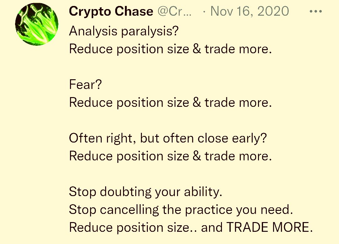 EmperorBTC's tweet photo. I honestly believe that this tweet from @Crypto_Chase is the best advice ever for all traders.

Solution to 95% of trading problems, in an instant. https://t.co/QtGQUCWbCN