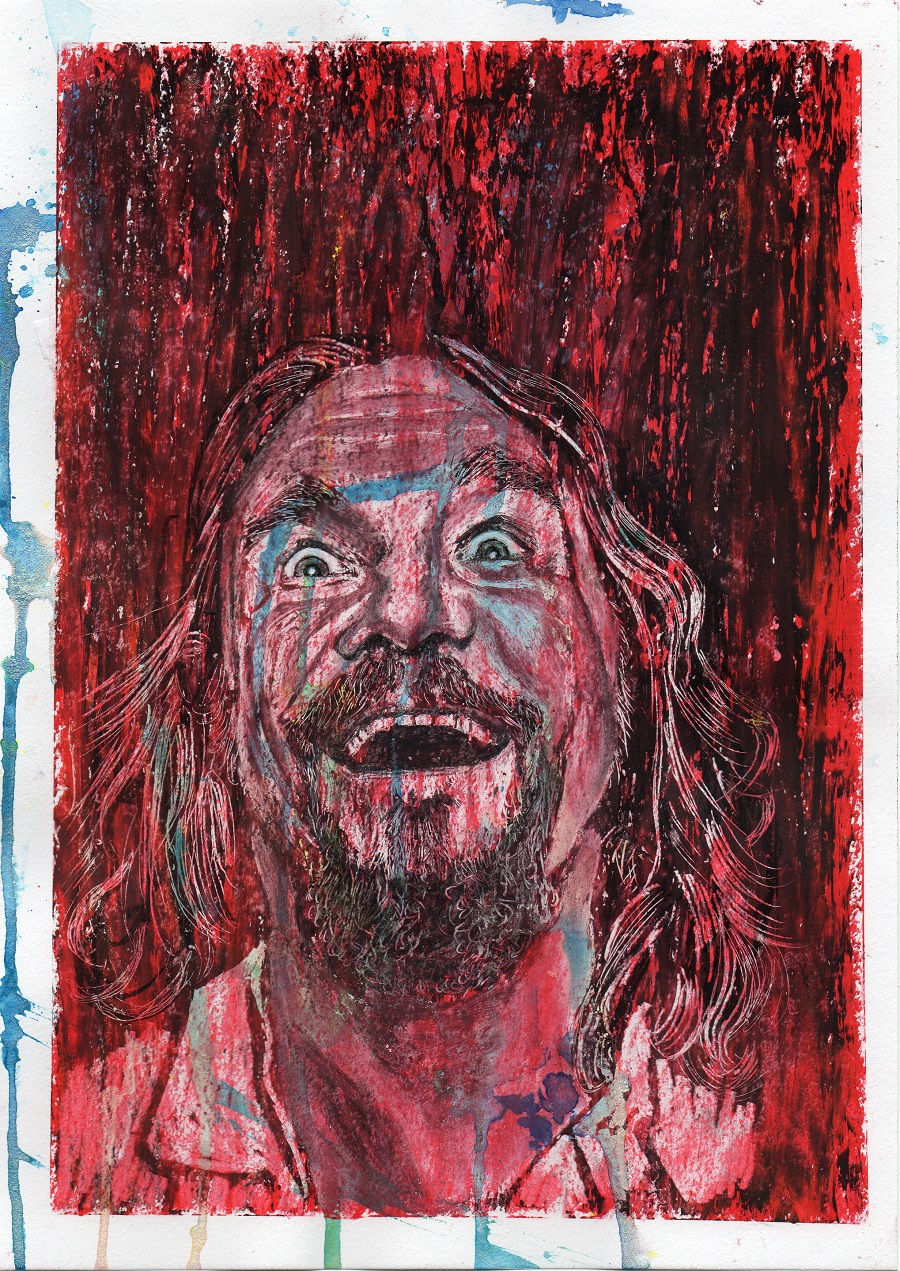 Happy birthday Jeff Bridges! This picture: oil and ink on acrylic paper, 21cm x 30cm. 