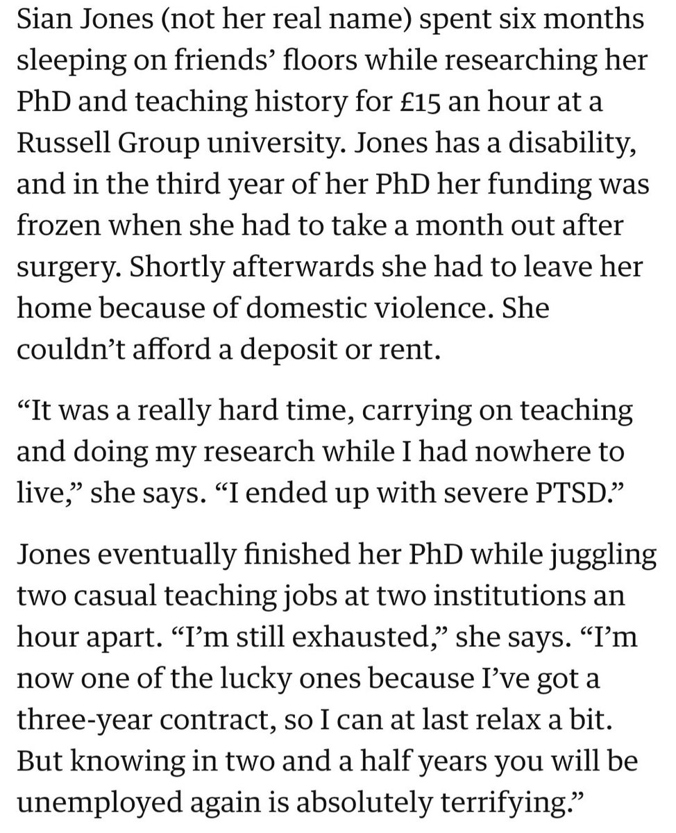 Seeing a lot about #WhyImStriking over the last 3 days, including stories of precarity. Time to share mine.

A month ago I spoke to The Guardian. I spoke anonymously because of stigma and shame of both gender violence and precarity.

I am 'Siân Jones' #OneOfUsAllOfUs #UCUstrike
