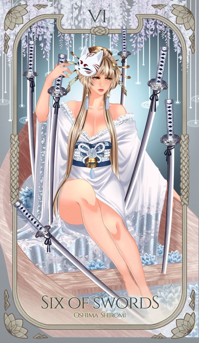 GNB_Shiromi's tweet photo. I am writing you. from a pit.
it's quiet bright here.
I am blind.
Hope you will be fine.
while I am gone.

Six of Sword 
[Yasutake Shiromi]

[ทุกคนงานดีมากๆ เซฟเก็บๆๆๆๆ💕💕💕💕💕]

 #GNBxTarot https://t.co/q23oV6npS2
