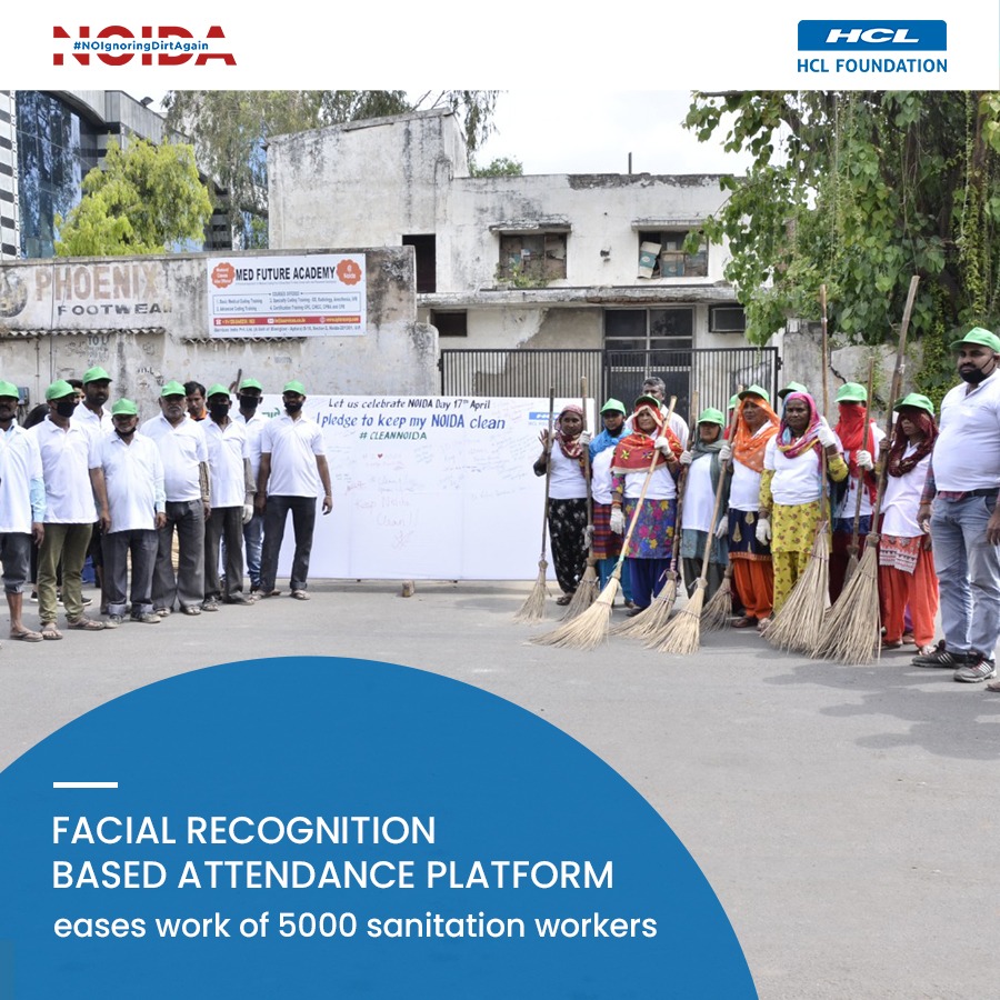 My_Clean_City's tweet photo. #HCLFoundation has powered Noida’s journey to become #CleanestMediumCity with Technological innovation, Integrated Control & Command Centre helping @noida_authority in carrying out real-time monitoring of processes & Facial Recognition Based Attendance for sanitation workers. https://t.co/S3cPp2IwBH