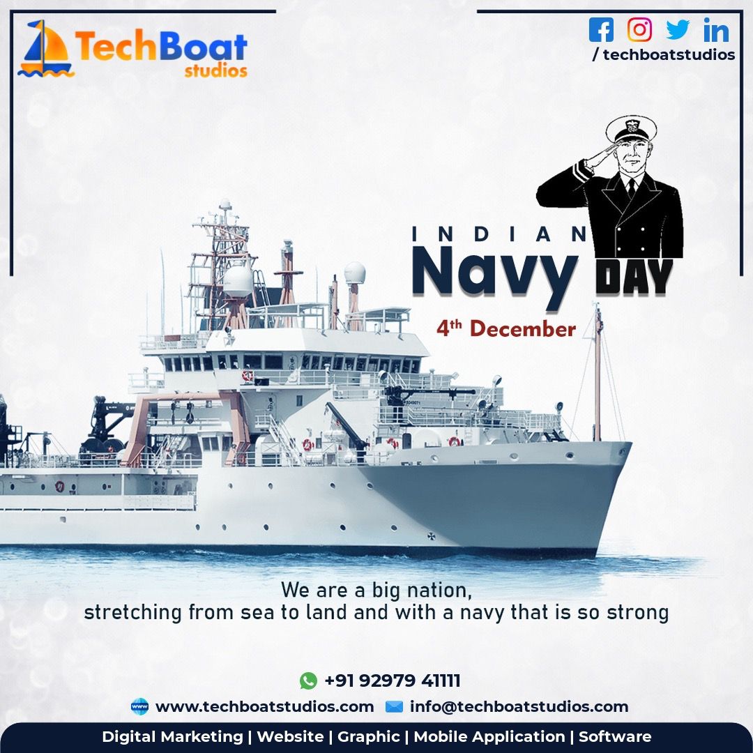 techboatstudios's tweet photo. We Are Safe Because We Have Our Navy Protecting Us Each And Every Moment. Salute To Our Navy And Best Wishes On Indian Navy Day.
*
*
 #digitalmarketing #socialmarketing #payperclick #seo #contentmarketing #techboat #onlinedigitalmarketing  #techboatstudio #emarketing #techboat https://t.co/0udwkTjrPv
