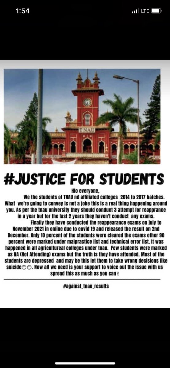i_am_anbu's tweet photo. @mkstalin
@KPonmudiMLA
@CMOTamilnadu
Kindly do the needful to solve this issue 
#JusticeForTNAUStudents https://t.co/UhddHw9YFj