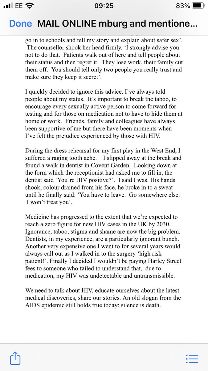 MarkRavenhill2's tweet photo. I’ve written 600 words about my experience of HIV stigma. Have a read and share if you like. Let’s get people talking about this. https://t.co/B3OmYaqMxP