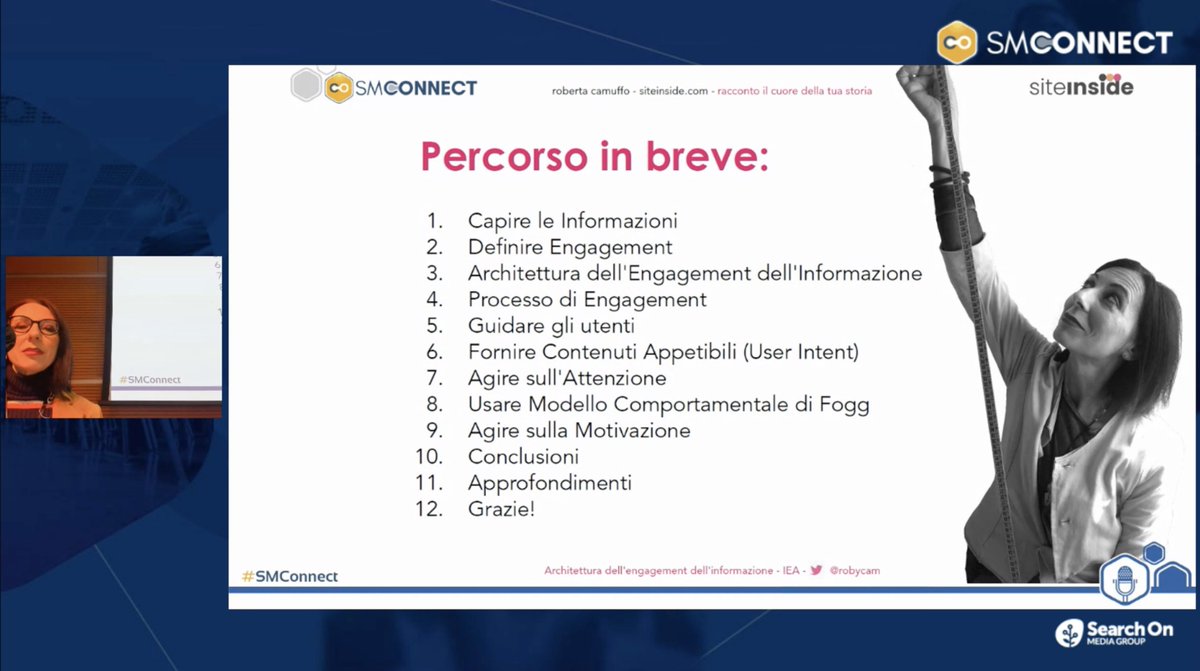 mktrsclub's tweet photo. Iniziamo l'evento con @robycam: 
🔍 Ci racconta come lo spazio diventa elemento prezioso, come creare percorsi guidati per gli utenti, e ci offre un metodo efficace per progettare il coinvolgimento attraverso l'architettura delle informazioni
#SearchMarketingConnect https://t.co/eLbcrimqoE