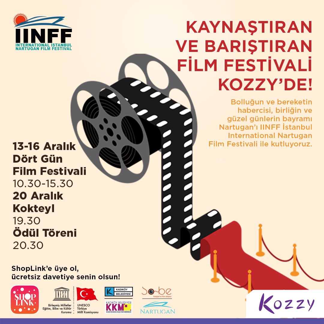 Bolluğun ve bereketin habercisi, birliğin ve güzel günlerin bayramı #Nartugan’ı, İstanbul Uluslararası Nartugan Film Festivali ile Kozzy’de kutluyoruz!🎬🎉 #IINFF

13-16 Aralık’ta #Kozzy’de buluşalım.