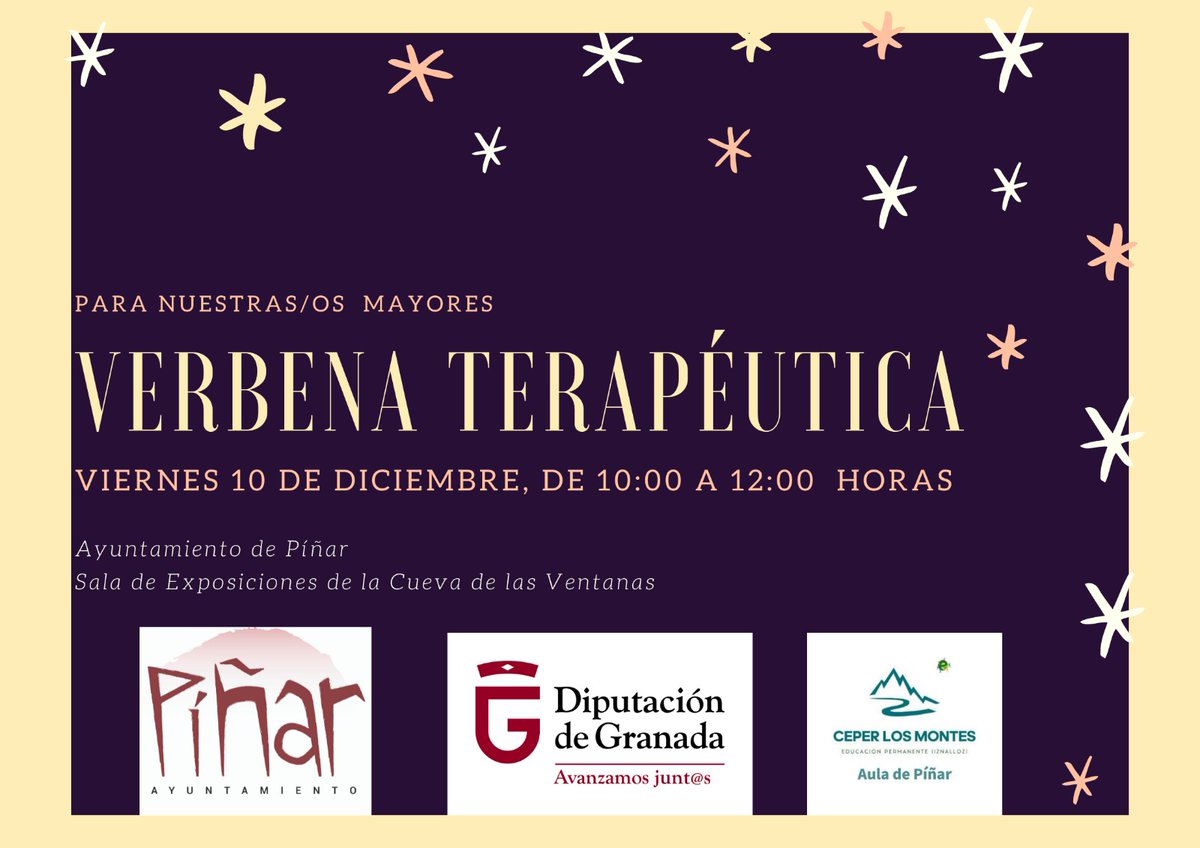 Toca cuidar a los que tanto nos han cuidado, nuestros mayores. El próximo viernes día 10 tendremos una verbena terapéutica para que disfruten. ¡Os esperamos en el Ayuntamiento! ❤ #HacemoPíñar