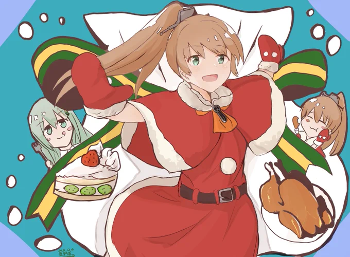 艦これよりサンタ熊野とサンタ鈴谷です #艦これ 