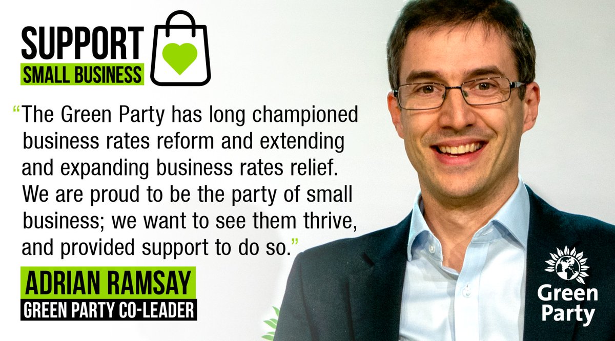 TheGreenParty's tweet image. This #SmallBizSatUK, we call on both national and local governments to support small businesses and social enterprises to be greener, improve employee welfare and make it easier to shop local.

Co-leader @AdrianRamsay 👇