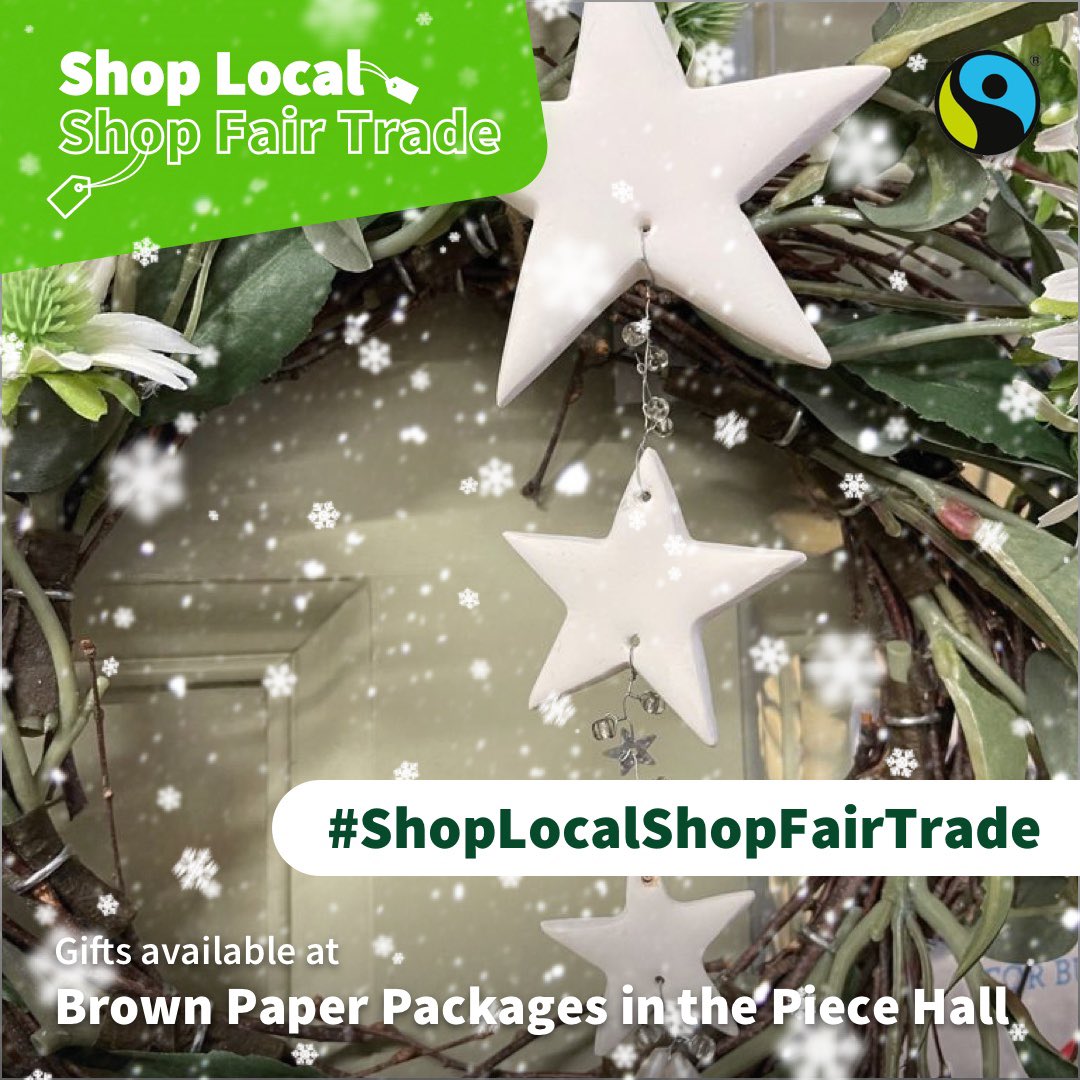 FairtradeHxUK's tweet photo. For a selection of beautiful Fairly Traded Xmas decorations do pop in to see @yvonnej999 at Brown Paper Packages at @ThePieceHall this @SmallBizSatUK! #ShopLocalShopFairtrade https://t.co/KWc8dr6p2H