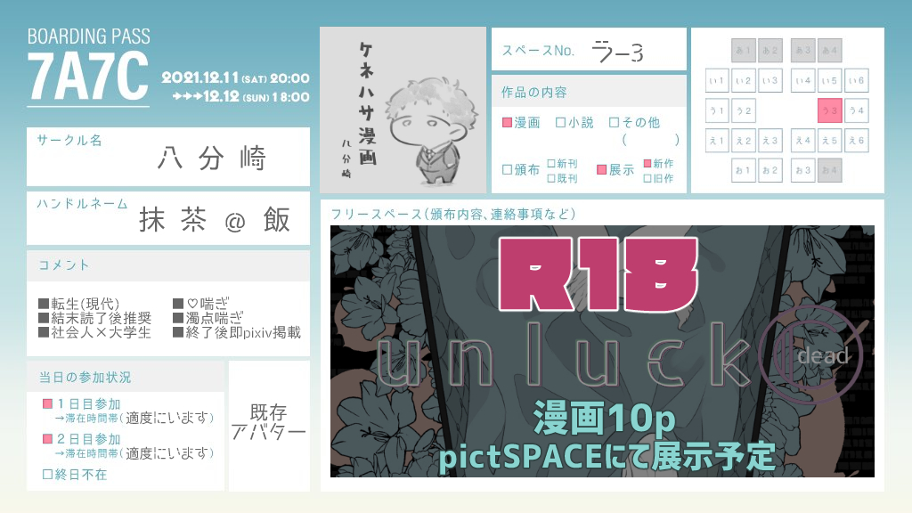 展示物は結末知っている前提になります。よろしければ～!※twitterでの掲載はしません。 #BP7A7C 