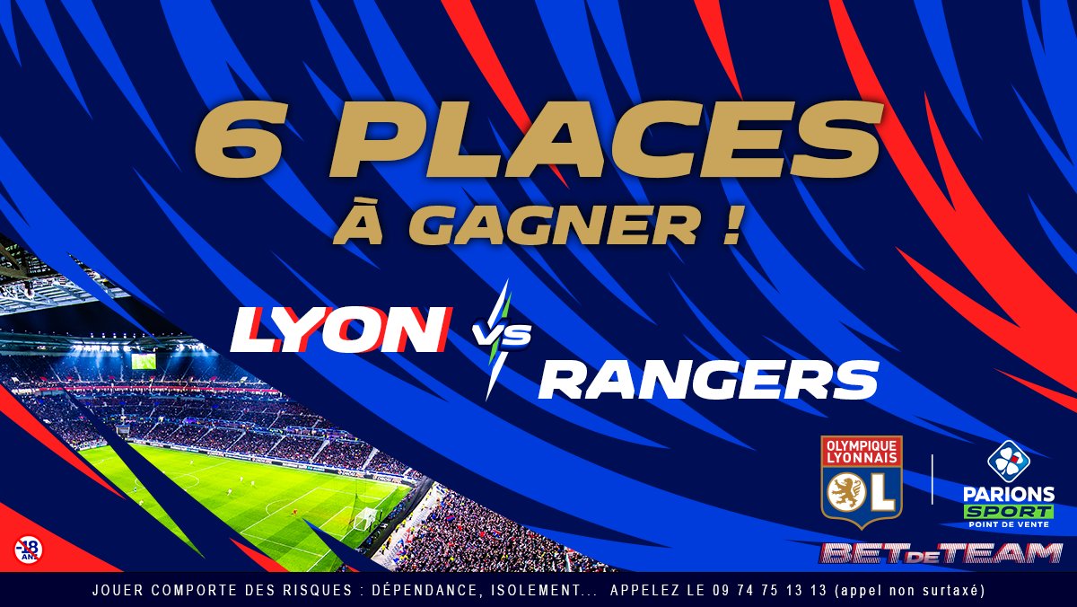 ParionsSport_EL's tweet image. 🔴🔵 Le carton plein européen ? C'est l'enjeu de ce dernier match de poule pour l'@OL.

On vous donne une chance d'aller y assister au @GroupamaStadium avec 3x2 places en jeu pour la rencontre face aux Rangers jeudi ! 🏟

Pour participer : 
➡ RT &amp;amp; Follow
Fin du jeu 07/12 à 12h