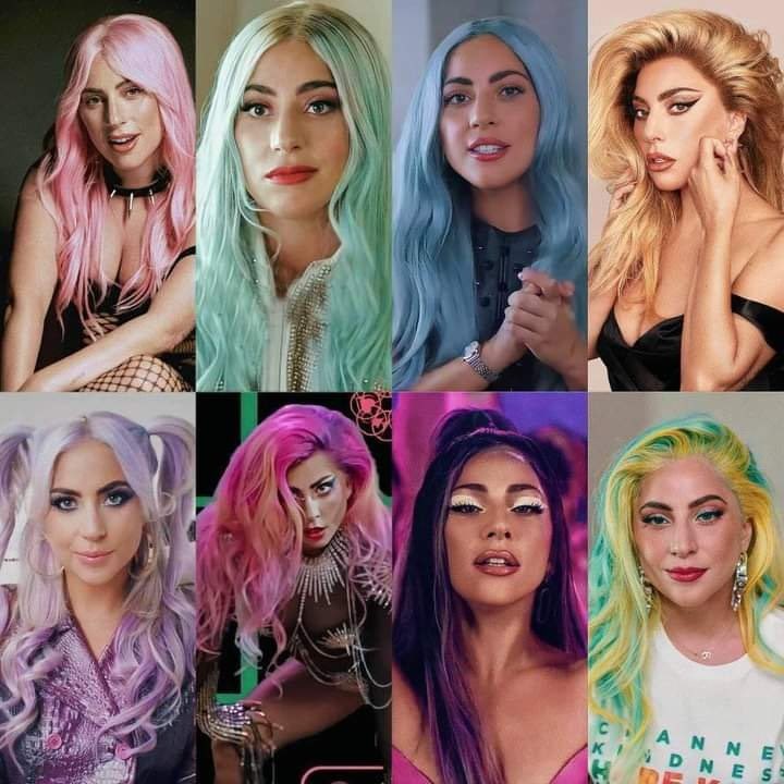 whaleofgodga's tweet photo. a reminder that in 2020 gaga slayed all these hair colours https://t.co/tm8UEj0fdK
