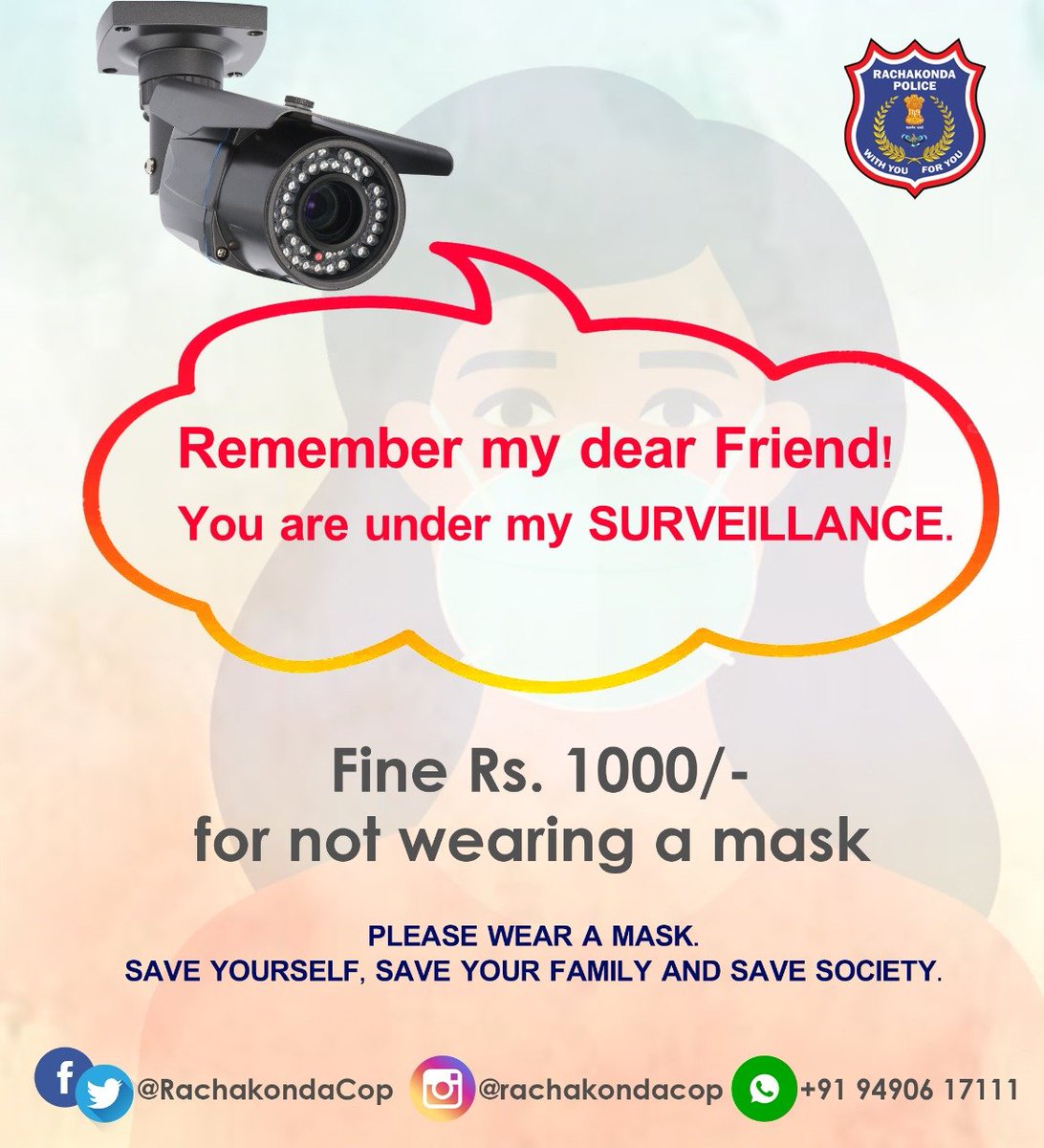 MalkajgiriCop's tweet photo. .@TelanganaCOPs are imposing Rs.1000 penalty on those not wearing masks. Together we can #StopTheSpread.#WearAMask and help each other.
#WeCareForYou #WeForUs #OmicronVarient #Omicron #COVID19 #StaySafe #MaskUp #SocialDistancing #HandSanitizing #CovidAwareness #CovidPandemic https://t.co/mcZ4jJFpGe
