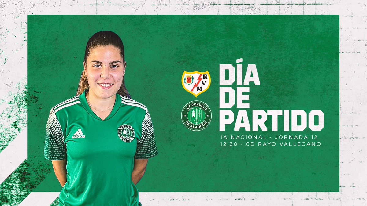 PozuFem's tweet photo. ⚽️¡𝗕𝗨𝗘𝗡𝗢𝗦 𝗗𝗜𝗔𝗦! | Hoy es dia de partido ❗

🆚 @RayoFemenino B
⏰ 12:30 h

📱 @besoccer_ES

#PasiónGarraFuturo
¡VAMOS POZUELO! https://t.co/atLPvP0MgN