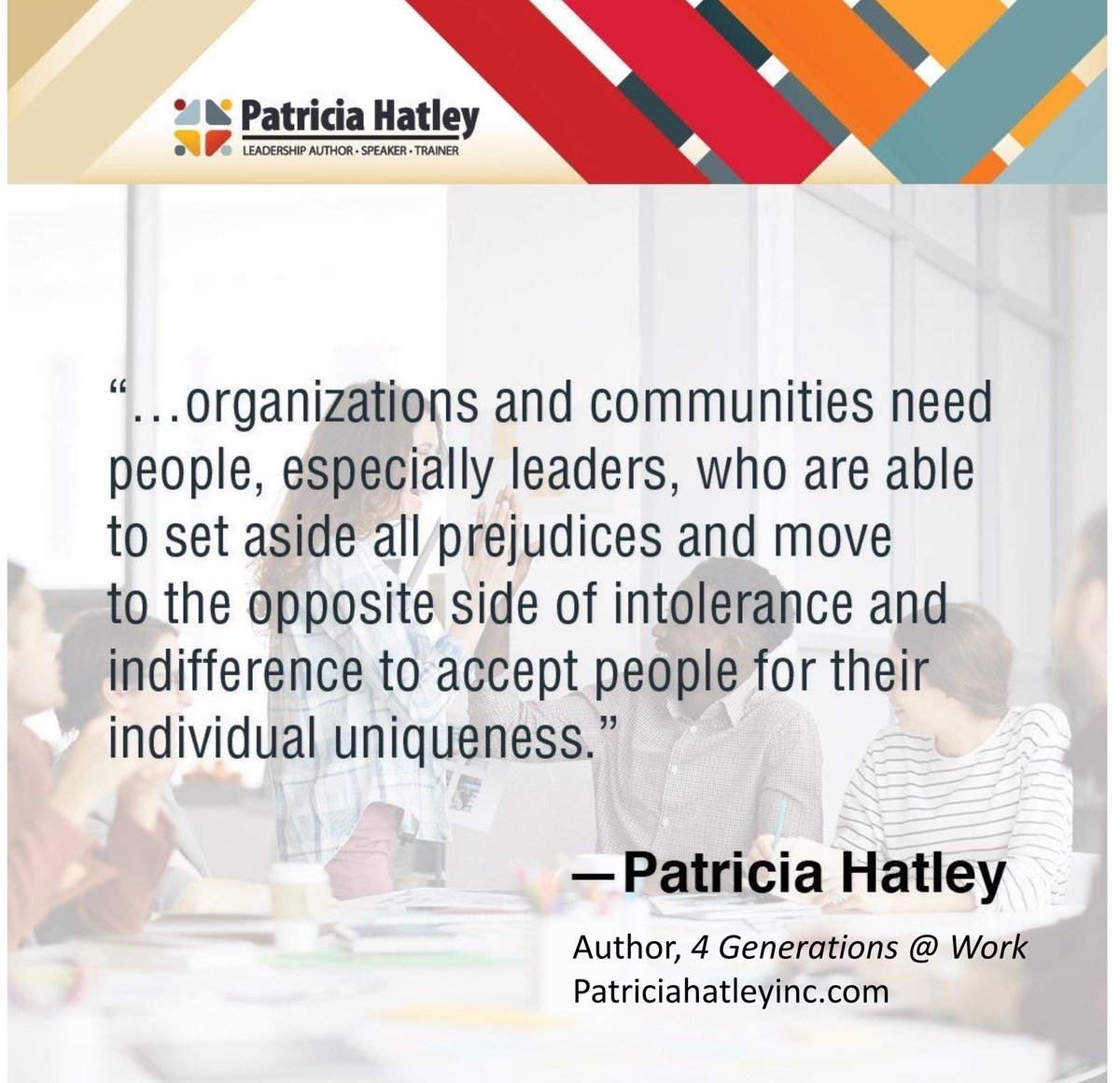 PatHatleyInc's tweet photo. Diversity &amp; Inclusion is directly linked 2 engagement &amp; retention, &amp; to creating a trusting, empowered culture... Such a culture is dependent on ALL people being consistently respected &amp; valued 4 their individual uniqueness.  #leadership #management #SHRM #Coaching #Inclusion https://t.co/X0vdSNSrnT