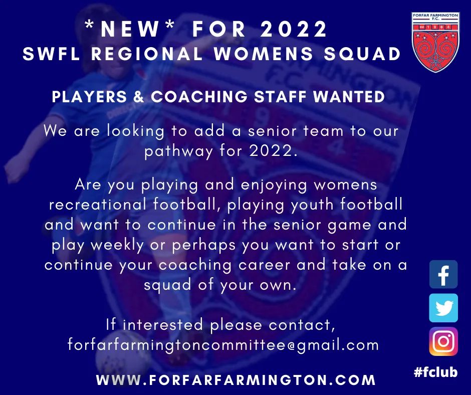 Farmington_FC's tweet image. ⚽💙 Recruitment  | Season 2022

**New for 2022**
Contact forfarfarmingtoncommittee@gmail.com for more information,

#fclub @ScotWFootball @ScotFAEast