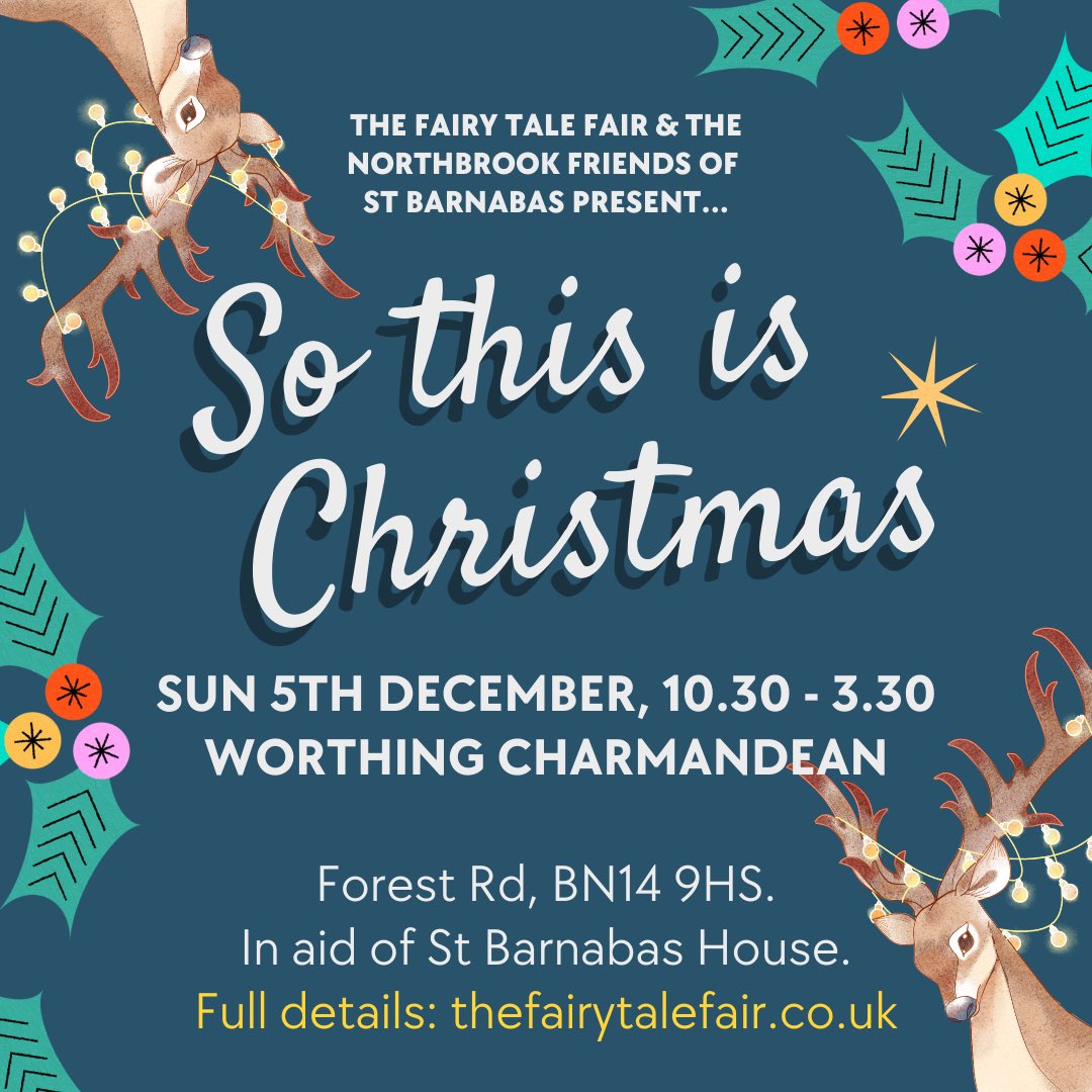 The Fairy Tale Fair (@fairytale_fair) on Twitter photo Tomorrow!! We return for to #Worthing Charmandean with 50+ talented local makers. Plus face painting <a href="/tickboombodyart/">Tick Boom Body Art</a> , meet <a href="/SussexGB/">The Sussex Ghostbusters</a> and yummy festive treats. The event is in aid of the wonderful @stbarnabashouse. opening <a href="/CoolTownCrier/">Worthing & Adur Town Crier 🇬🇧</a> and Worthing Mayor at 10.30am. 🎄 Tomorrow!! We return for to #Worthing Charmandean with 50+ talented local makers. Plus face painting <a href="/tickboombodyart/">Tick Boom Body Art</a> , meet <a href="/SussexGB/">The Sussex Ghostbusters</a> and yummy festive treats. The event is in aid of the wonderful @stbarnabashouse. opening <a href="/CoolTownCrier/">Worthing & Adur Town Crier 🇬🇧</a> and Worthing Mayor at 10.30am. 🎄