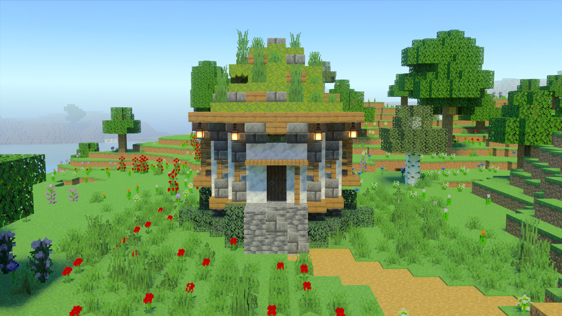 こぐまぷろ Kogumapro 小さい苔ブロックの屋根の家を作ってみました マイクラ Minecraft建築コミュ マインクラフト Minecraft バニラ建築学部 T Co Kjuoqz7iop Twitter
