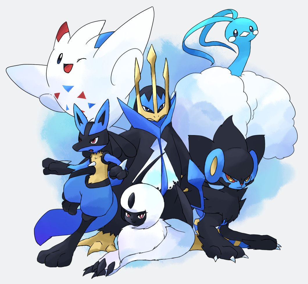 lucario pokemon (creature) closed mouth furry open mouth red eyes smile looking at viewer  illustration images