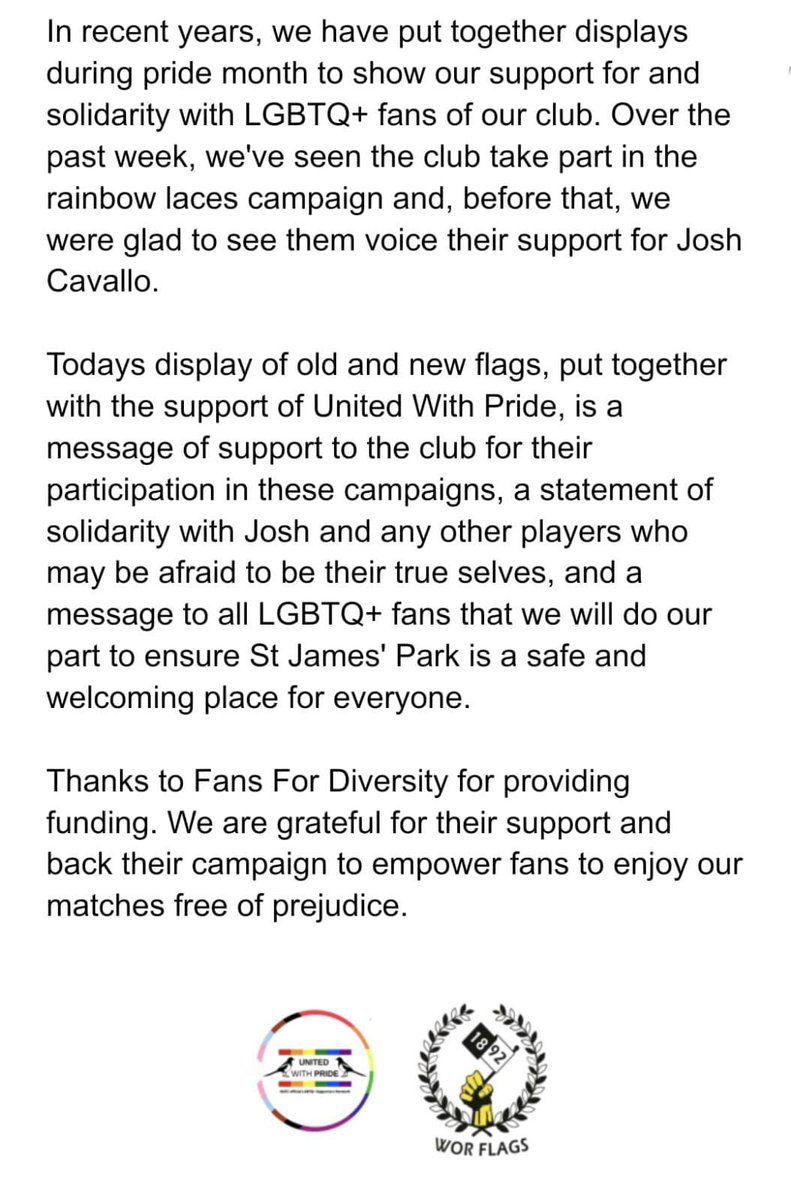 Statement regarding our display today #NUFC