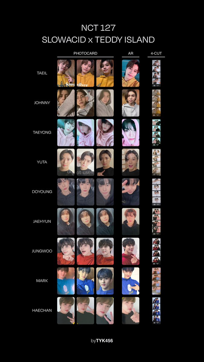 NCT 127 x Slowacid x Teddy Island photocard template (+ yuta
