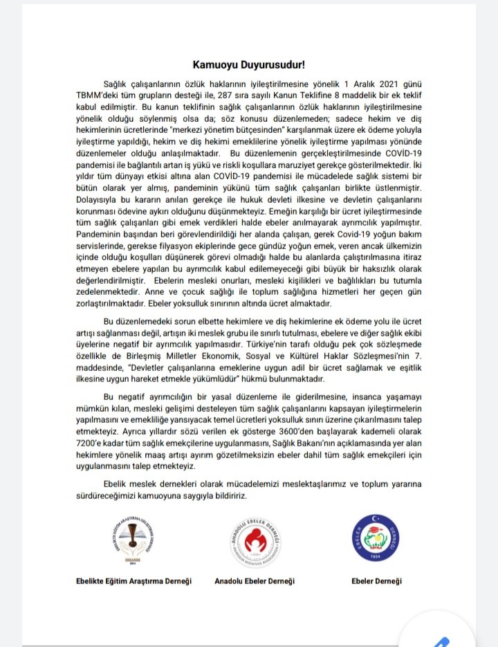 Kamuoyuna duyurumuzdur.