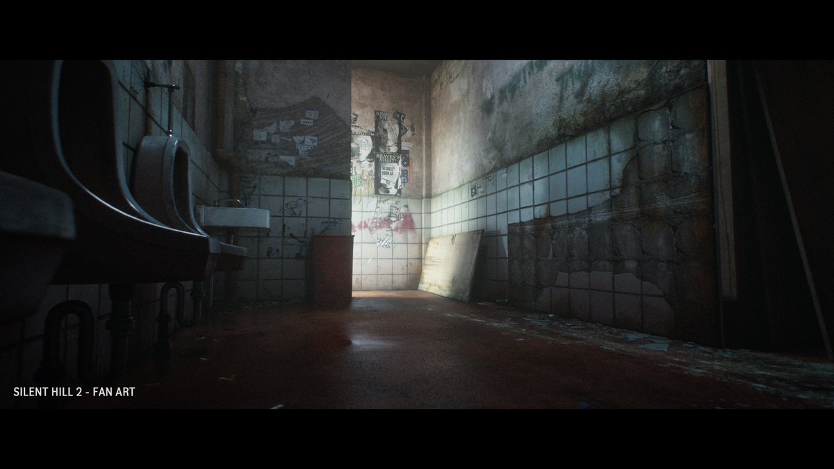 keisukekimura3d's tweet image. サイレントヒル2に登場する公衆トイレを作ってみました。祝20周年！

#3dcg #maya #redshift3d #silenthill2 #fanart