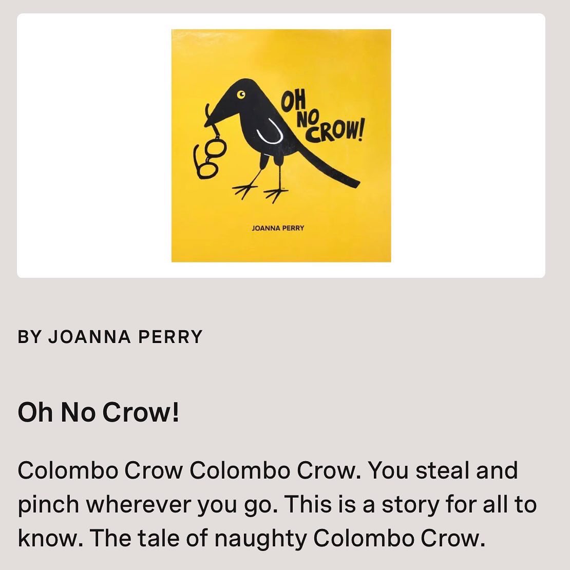 cocorobin's tweet photo. So excited to see my little book OH NO CROW! on the DO team 100+ Must Read books 2021 Thank you so much David Hieatt for your encouragement!
#dolectures #ohnocrow

https://t.co/BQZw9GH9r8 https://t.co/UkF6vUPNMK