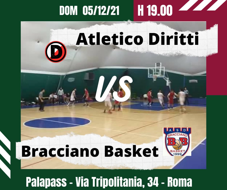 AtleticoDiritti's tweet photo. 🏀👨 Atletico Diritti  -  ASD Bracciano Basket 
I nostri ragazzi tornano a giocare sul campo di casa. La partita di domani ci vedrà a contrapposti all' ASD Bracciano Basket presso il campo PALAPASS in Via Tripolitania, 34 (Roma) alle ore 19.00.
#Dirittiallavittoria ⚪🔴 https://t.co/1YjlEu1CoL