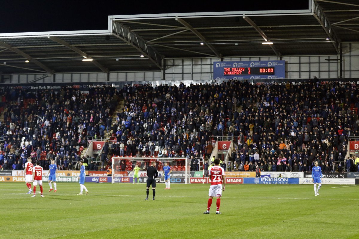 Rotherham Manager Paul Warne: "Their crowd was the best I’ve ever witnessed here – we couldn’t get instructions on as it was so noisy."

Never. Stopped. Singing.

Thankyou, AGAIN, for your incredible support last night 🙌 

#StockportCounty