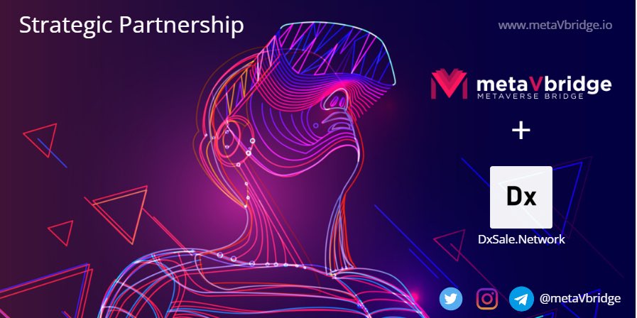 MetaVbridge's tweet photo. We are thrilled to announce our strategic partnership  with DxSale 🚀

Welcome DxSale to our metaverse ecosystem!💚

...Presale soon 🤫 Stay Tuned !

Telegram: https://t.co/iIACGFCzJt

#presale #metaverse #metavbridge #metabridge #newcomer https://t.co/sj9BXkbUVv
