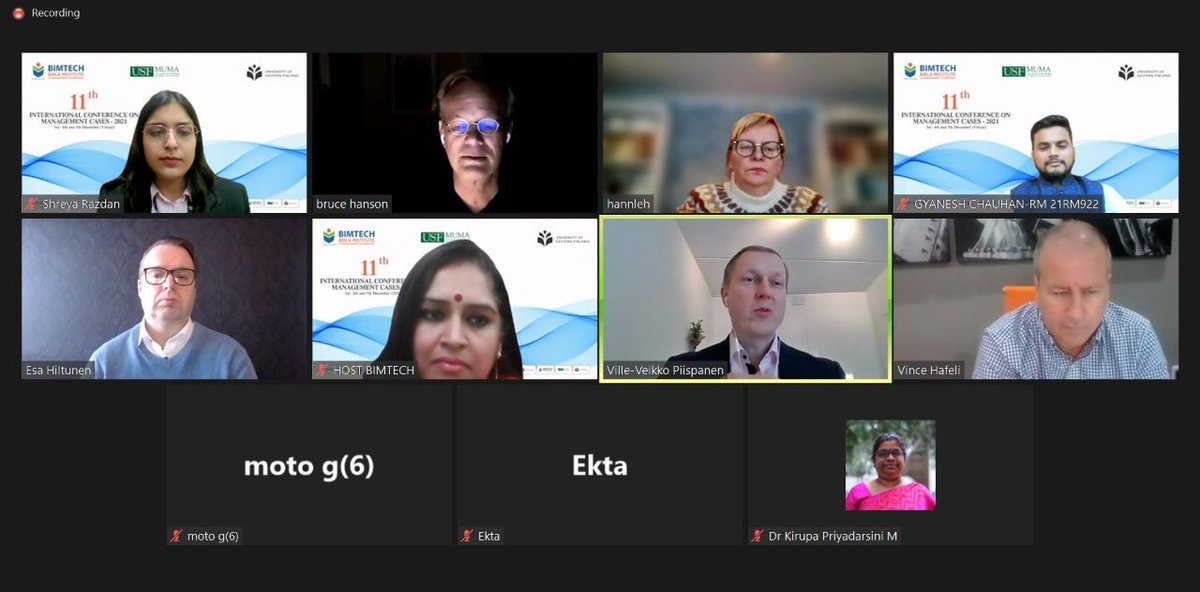 BIMTECHNoida's tweet photo. A question and answer round after a presentation by Ville-Veikko Piispanen on Circular Economy Innovation in Waste.
Management: Employee Sustainability Agents. 
@SaloniSinha29 @Mishra30686 @AjoyKumarDey

#ICMC2021 #LifeATBimtech #CaseMethods
#ForumManagement https://t.co/b8qODy5SN2